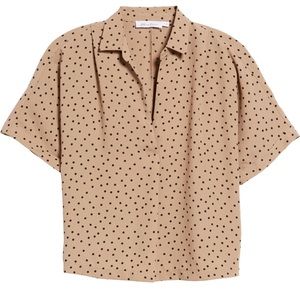 All In Favor Short Sleeve Cropped blouse polka dot